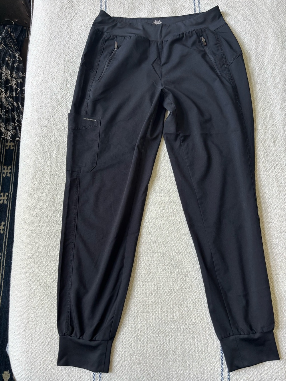 Healing Hands Black Women’s Jogger Pants with Zip Pockets